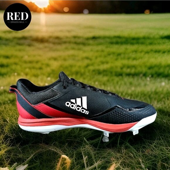 Adidas Icon 7 S23858 Black Red Metal Baseball Cleats Sneakers - Men's Size 16 - Picture 11 of 14